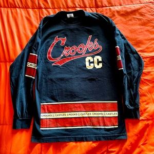 Navy Blue, red and white “CROOKS” T-Shirt